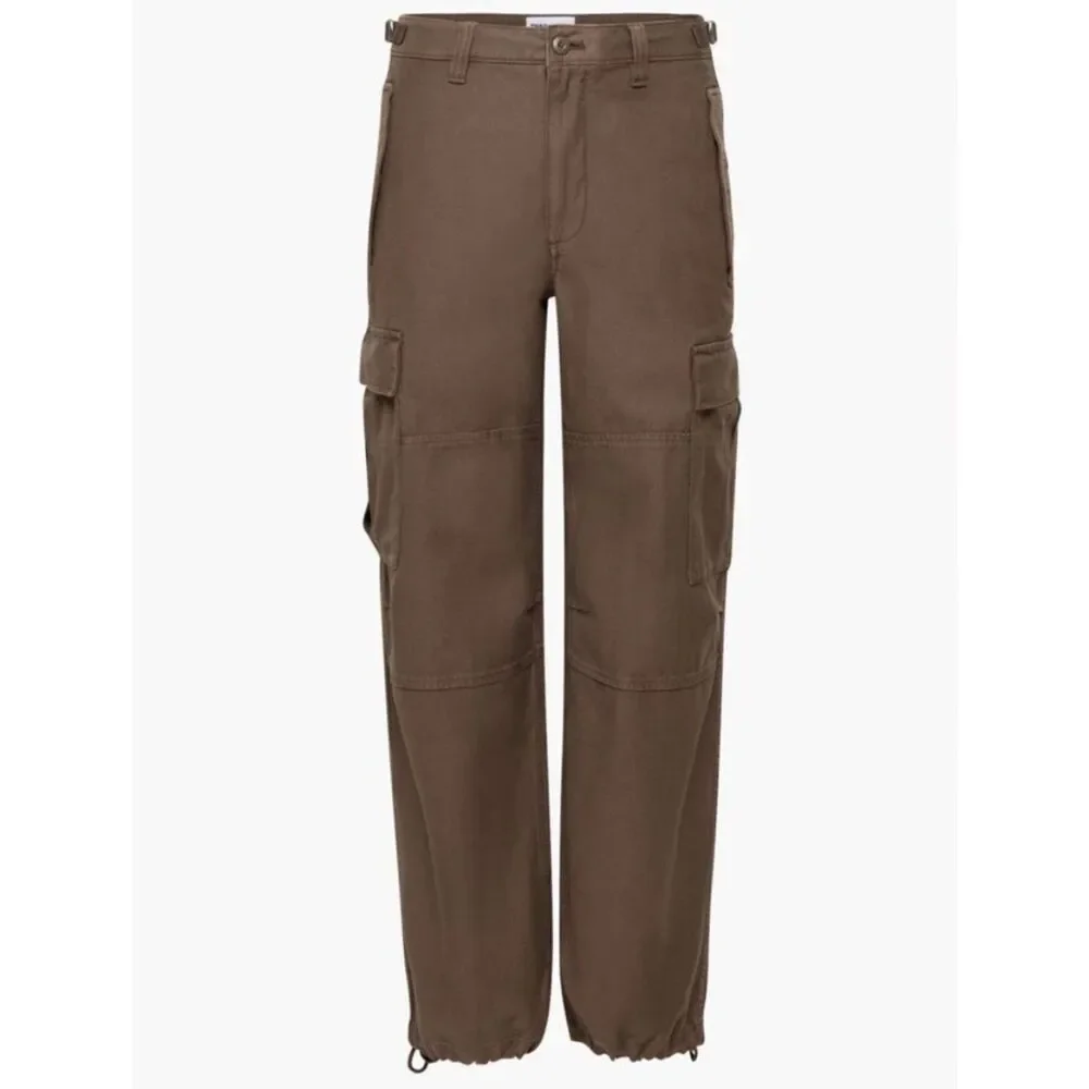 TNA Aritzia Supply Cargo Pants Size 6 Rich Mocha Relaxed Adjustable
